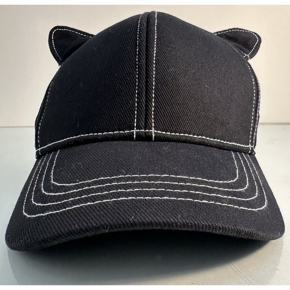 Karl Lagerfeld Hat Logo Cat Ears Adjustable Black/ White Designer Baseball Cap